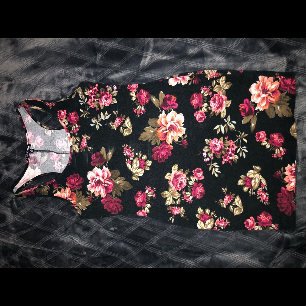 Black Dress with Flowers Fashion Nova